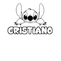 Coloriage prénom CRISTIANO - décor Stitch