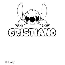 Coloriage pr&eacute;nom CRISTIANO - d&eacute;cor Stitch