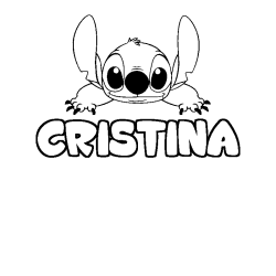 Coloriage prénom CRISTINA - décor Stitch