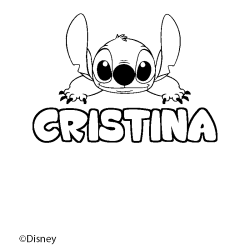 Coloriage pr&eacute;nom CRISTINA - d&eacute;cor Stitch