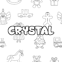 Coloriage pr&eacute;nom CRYSTAL - d&eacute;cor Jouets