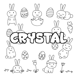 Coloriage pr&eacute;nom CRYSTAL - d&eacute;cor Paques