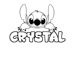 Coloriage prénom CRYSTAL - décor Stitch