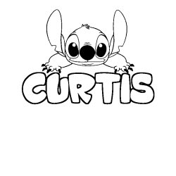 Coloriage prénom CURTIS - décor Stitch