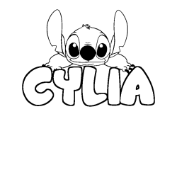 Coloriage prénom CYLIA - décor Stitch