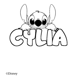 Coloriage pr&eacute;nom CYLIA - d&eacute;cor Stitch
