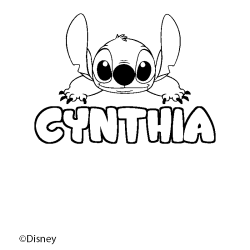 Coloriage pr&eacute;nom CYNTHIA - d&eacute;cor Stitch