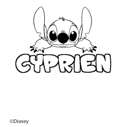 Coloriage pr&eacute;nom CYPRIEN - d&eacute;cor Stitch