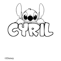 Coloriage pr&eacute;nom CYRIL - d&eacute;cor Stitch