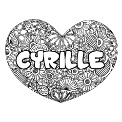 Coloriage CYRILLE - d&eacute;cor Mandala coeur