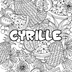 Coloriage CYRILLE - d&eacute;cor Mandala fruits