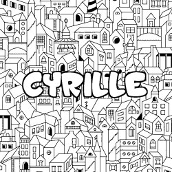 Coloriage CYRILLE - d&eacute;cor Ville