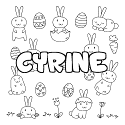 Coloriage pr&eacute;nom CYRINE - d&eacute;cor Paques