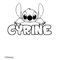 Coloriage pr&eacute;nom CYRINE - d&eacute;cor Stitch