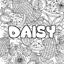 Coloriage pr&eacute;nom DAISY - d&eacute;cor Mandala fruits