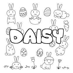 Coloriage pr&eacute;nom DAISY - d&eacute;cor Paques
