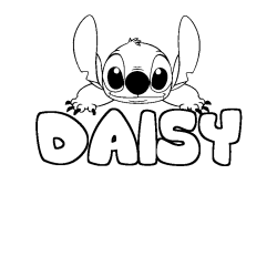 Coloriage prénom DAISY - décor Stitch