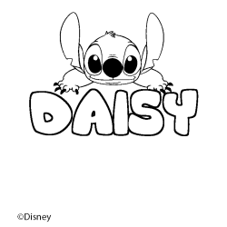 Coloriage pr&eacute;nom DAISY - d&eacute;cor Stitch