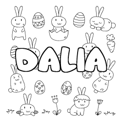 Coloriage pr&eacute;nom DALIA - d&eacute;cor Paques