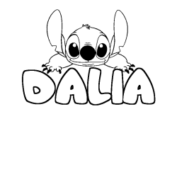 Coloriage prénom DALIA - décor Stitch