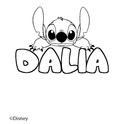 Coloriage pr&eacute;nom DALIA - d&eacute;cor Stitch