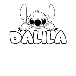 Coloriage prénom DALILA - décor Stitch