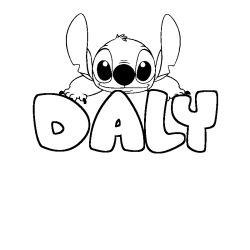 Coloriage prénom DALY - décor Stitch