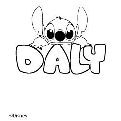 Coloriage pr&eacute;nom DALY - d&eacute;cor Stitch
