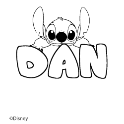 Coloriage pr&eacute;nom DAN - d&eacute;cor Stitch