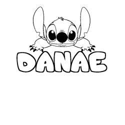 Coloriage prénom DANAE - décor Stitch