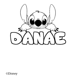 Coloriage pr&eacute;nom DANAE - d&eacute;cor Stitch