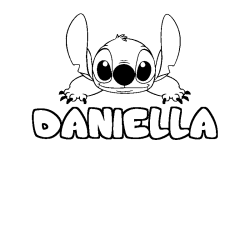 Coloriage prénom DANIELLA - décor Stitch