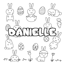 Coloriage pr&eacute;nom DANIELLE - d&eacute;cor Paques