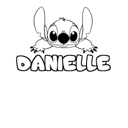 Coloriage prénom DANIELLE - décor Stitch