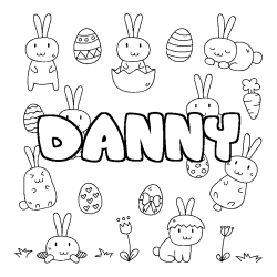 Coloriage pr&eacute;nom DANNY - d&eacute;cor Paques