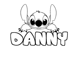 Coloriage prénom DANNY - décor Stitch