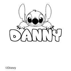 Coloriage pr&eacute;nom DANNY - d&eacute;cor Stitch