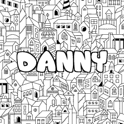 Coloriage prénom DANNY - décor Ville