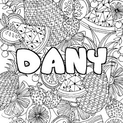 Coloriage prénom DANY - décor Mandala fruits