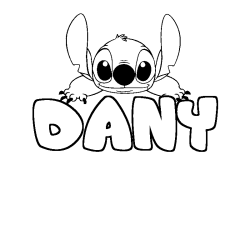 Coloriage prénom DANY - décor Stitch