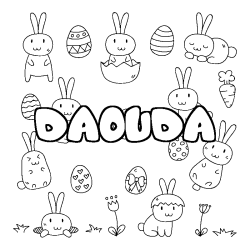 Coloriage pr&eacute;nom DAOUDA - d&eacute;cor Paques