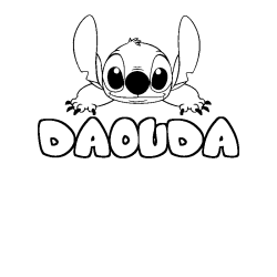 Coloriage prénom DAOUDA - décor Stitch