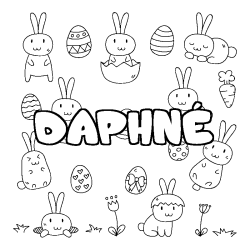 Coloriage pr&eacute;nom DAPHN&Eacute; - d&eacute;cor Paques