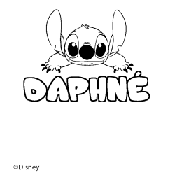 Coloriage pr&eacute;nom DAPHN&Eacute; - d&eacute;cor Stitch
