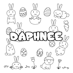 Coloriage pr&eacute;nom DAPHNEE - d&eacute;cor Paques