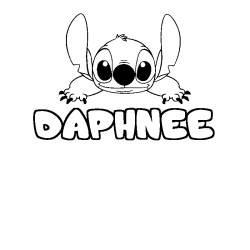 Coloriage prénom DAPHNEE - décor Stitch