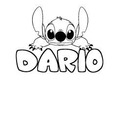 Coloriage prénom DARIO - décor Stitch