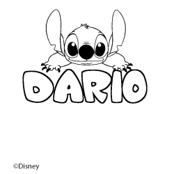 Coloriage pr&eacute;nom DARIO - d&eacute;cor Stitch