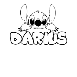 Coloriage prénom DARIUS - décor Stitch