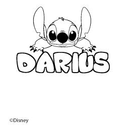 Coloriage pr&eacute;nom DARIUS - d&eacute;cor Stitch
